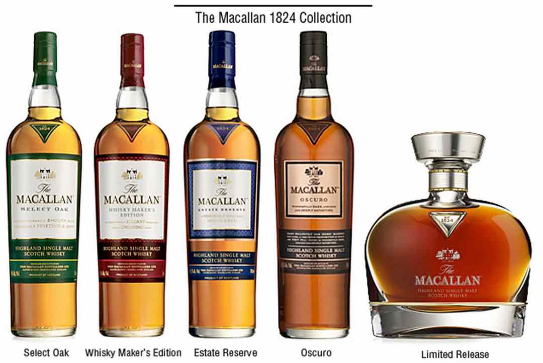 Các sản phẩm rượu Macallan thường được ủ trong thùng gỗ sồi từ 12 đến 25 năm